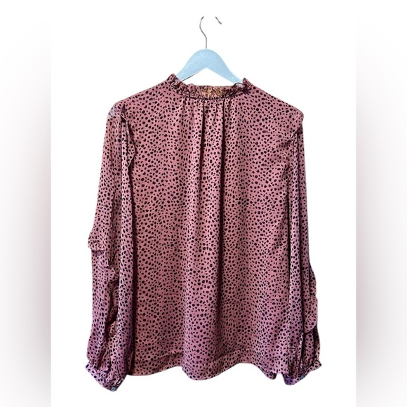 LOFT Pink & Black Polka Dot Blouse – Size XL - Picture 2 of 4